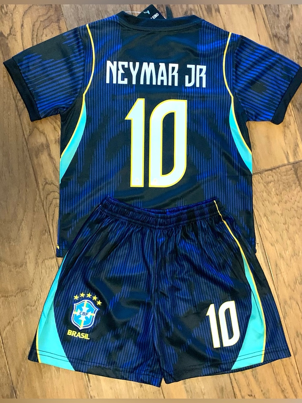 Neymar Jr 10 Brasil Kids Soccer Jersey Kit Toddler Youth Set Jersey + Shorts NWT